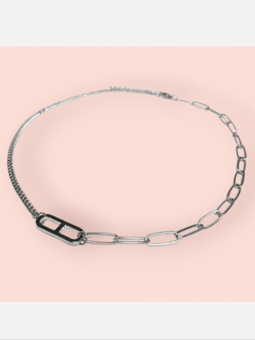 Paperclip duo style Necklace - Picture 2 of 9